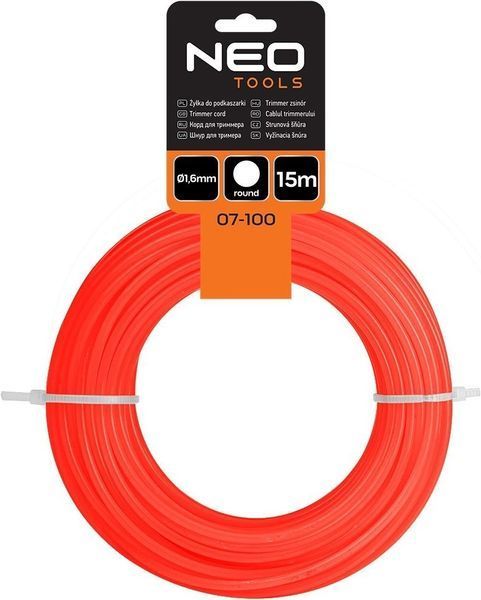 Ліска косильна 1.6мм 15м Neo Tools 07-100 105145 фото Ліска косильна 1.6мм 15м Neo Tools 07-100 105145 фото