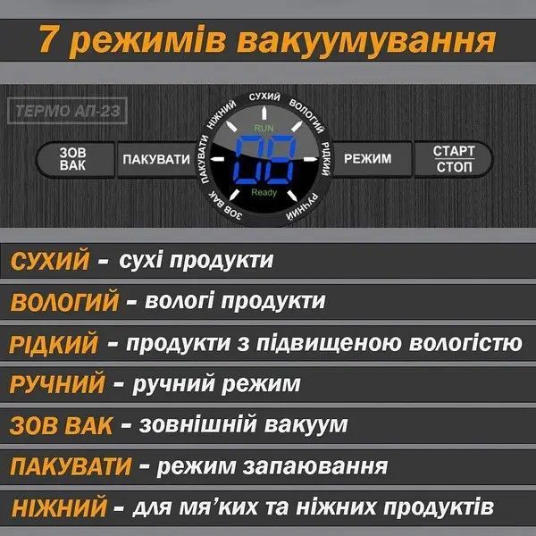 Вакуумний пакувальник 7в1 ТЕРМО для сухих та вологих продуктів 145 Вт AП-23 101445 фото