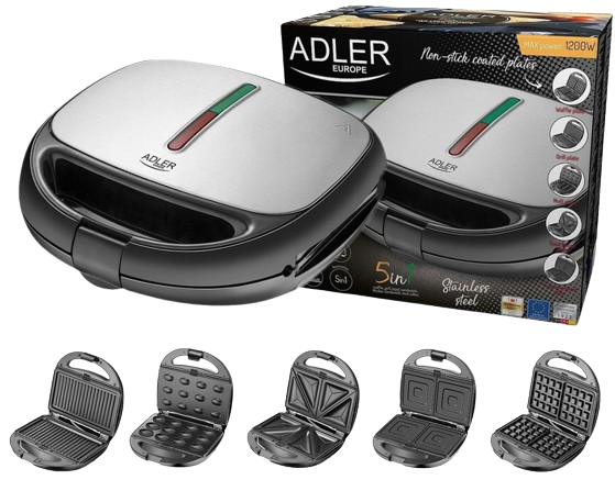 Мультимейкер бутербродниця вафельниця гриль Adler 1200 Вт AD 3040 101145 фото