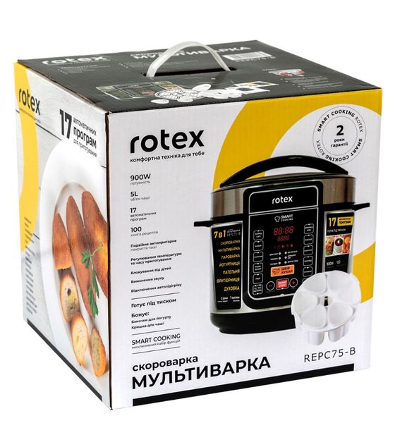 Мультиварка-скороварка Rotex 900 Вт REPC75-B 634962 101133 фото