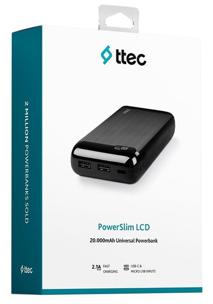 Універсальна мобільна батарея Ttec 20000mAh PowerSlim Black 2BB184S 101351 фото