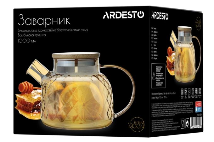 Заварник Ardesto Golden Moon 1000 мл боросилікатне скло AR3010GBH 1000 мл 411586 фото